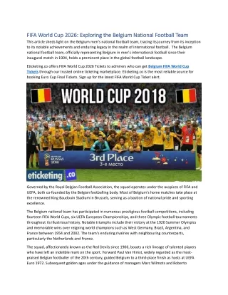 FIFA World Cup 2026 Exploring the Belgium National Football Team