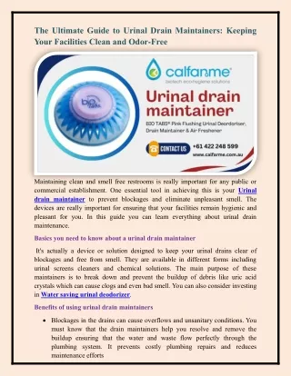 Urinal drain maintainer