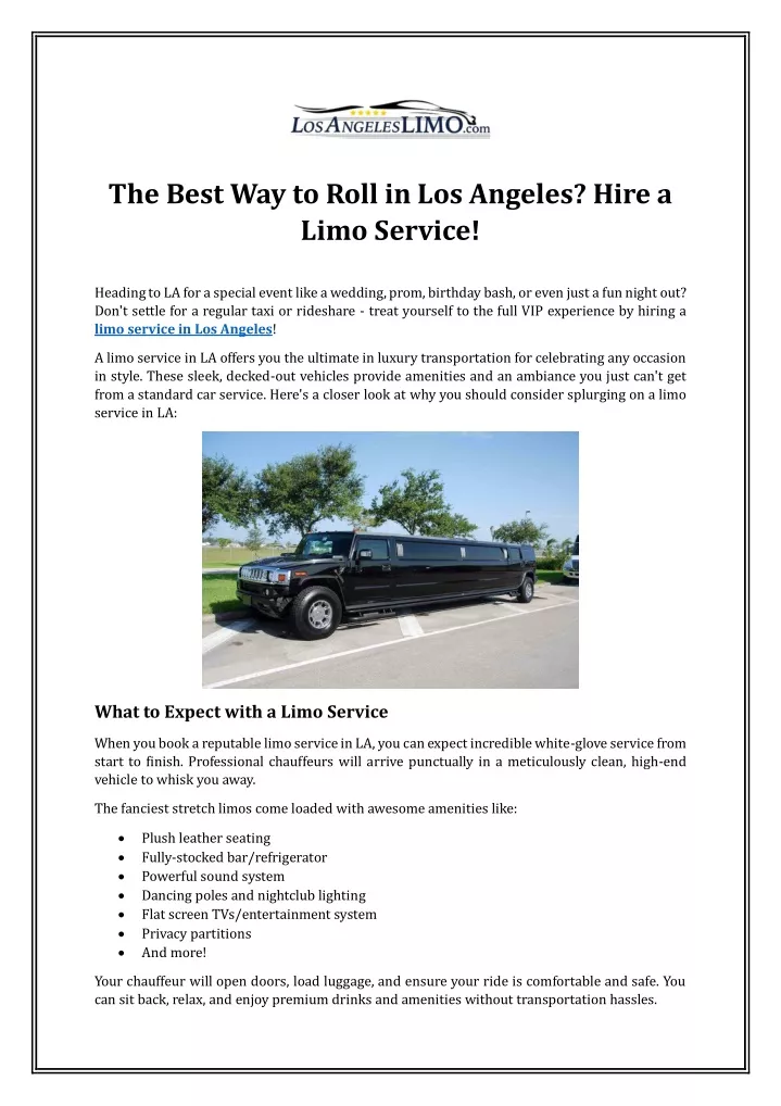 the best way to roll in los angeles hire a limo