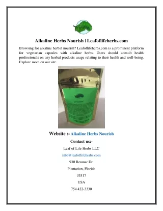 Alkaline Herbs Nourish  Leafoflifeherbs