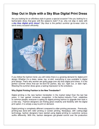 Step Out in Style with Sky Blue Digital Print Dress