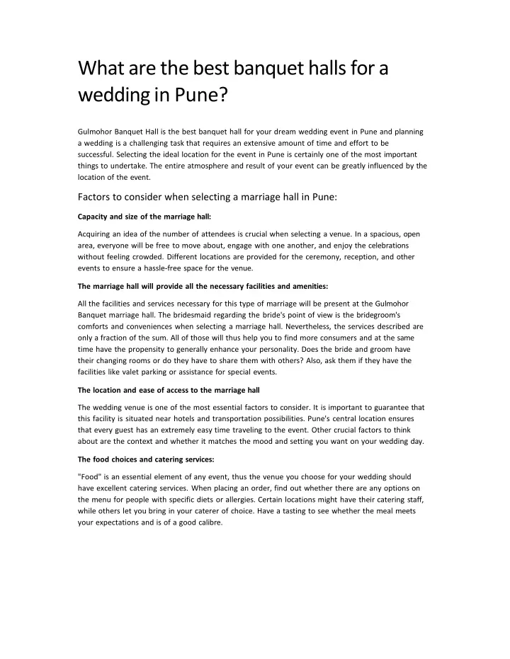 what are the best banquet halls for a wedding in pune