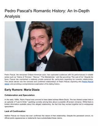 Pedro Pascal's Romantic History_ An In-Depth Analysis