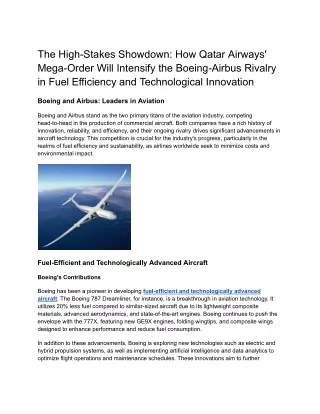 The High-Stakes Showdown_ How Qatar Airways' Mega-Order Will Intensify the Boeing-Airbus Rivalry in Fuel Efficiency and