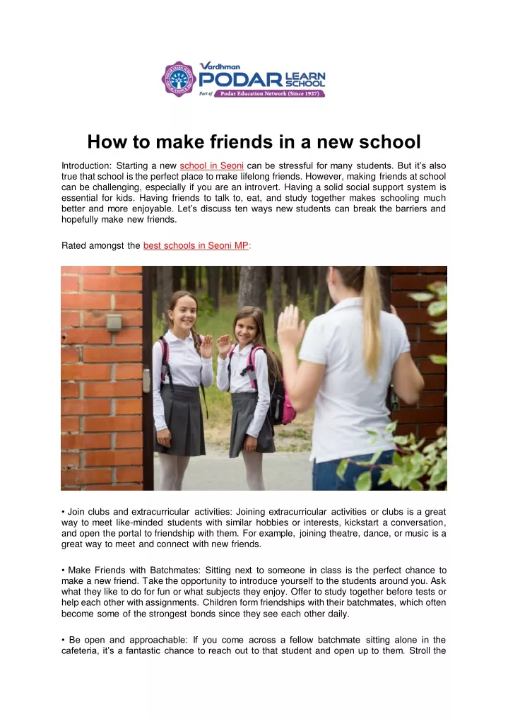 how to make friends in a new school