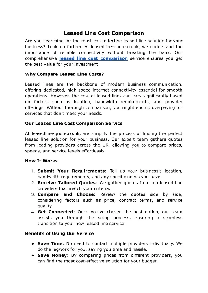 leased line cost comparison