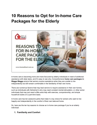 Reasons To Opt For In-home Care Packages For The Elderly.docx