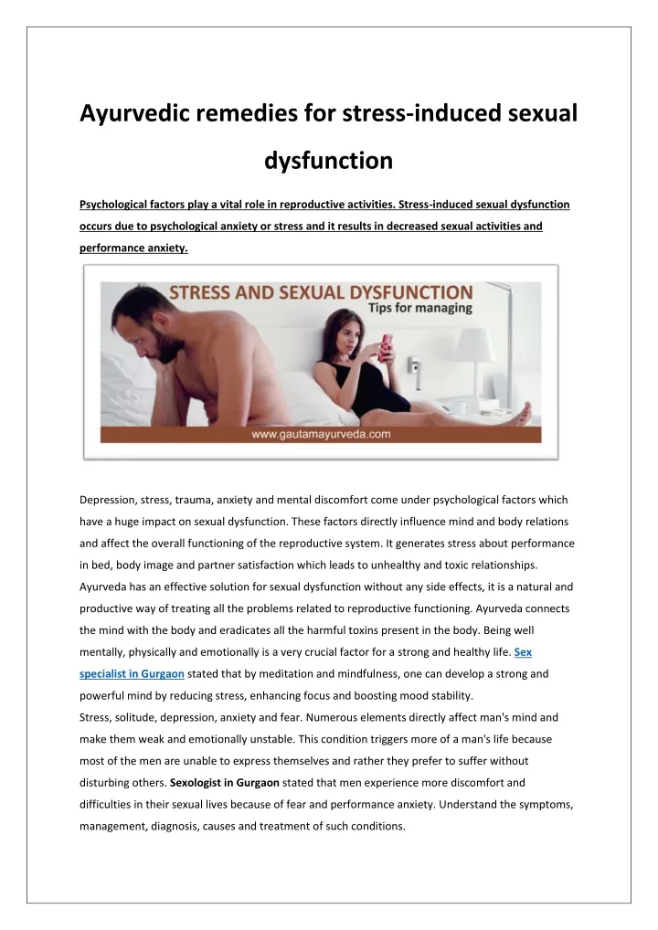 ayurvedic remedies for stress induced sexual