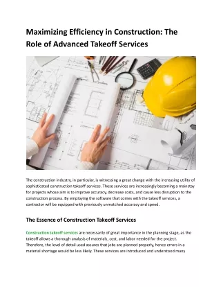 Maximizing Efficiency in Construction: The Role of Advanced Take off Services