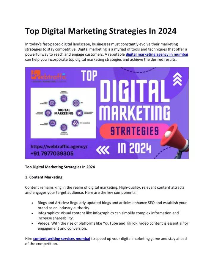 top digital marketing strategies in 2024 in today