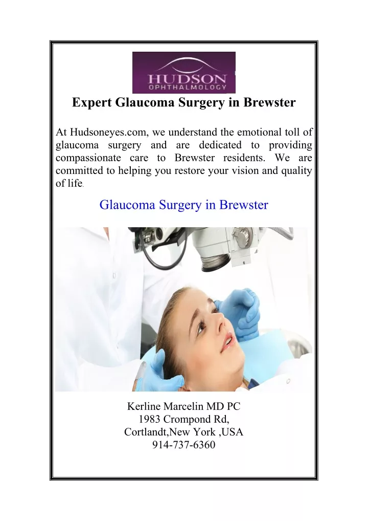 expert glaucoma surgery in brewster