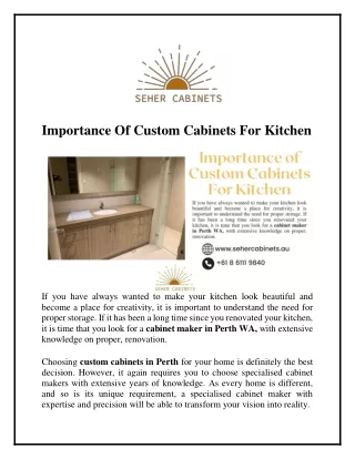 Importance Of Custom Cabinets For Kitchen