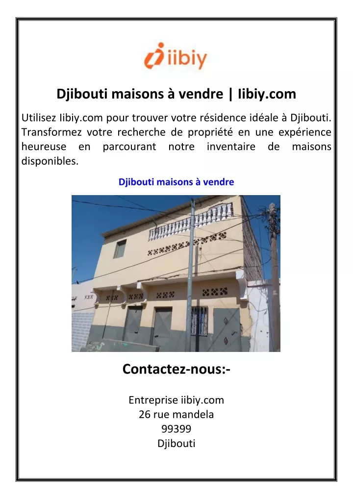 djibouti maisons vendre iibiy com