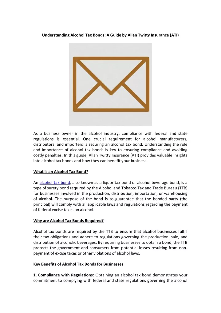 understanding alcohol tax bonds a guide by allan