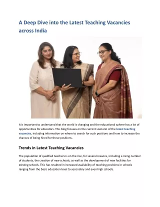 A Deep Dive into the Latest Teaching Vacancies across India