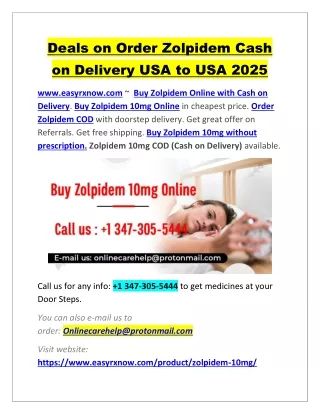 Deals on Order Zolpidem Cash on Delivery USA to USA 2025