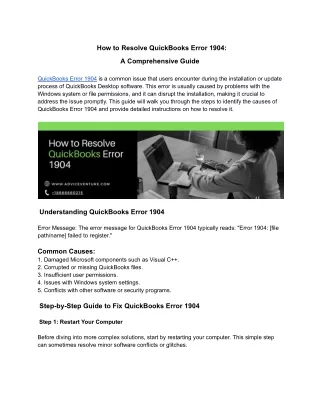 How to Resolve QuickBooks Error 1904
