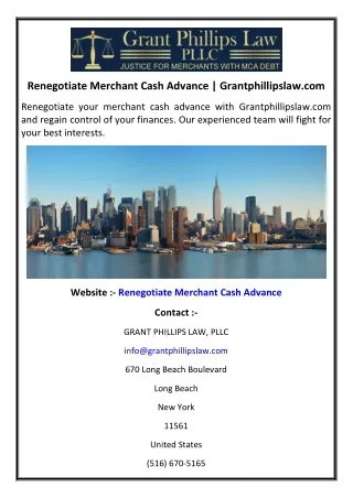 Renegotiate Merchant Cash Advance | Grantphillipslaw.com