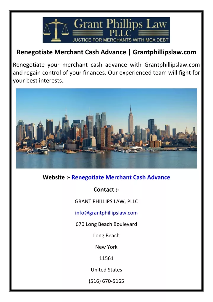 renegotiate merchant cash advance