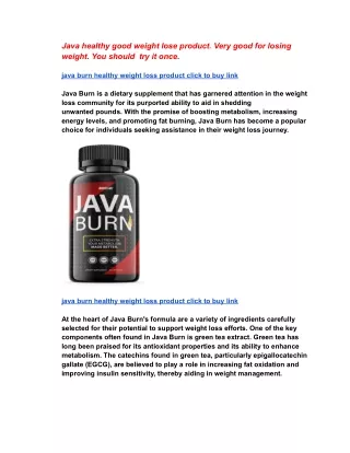 java healthy good weight lose product very good