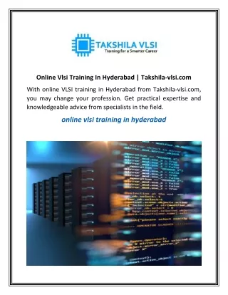 Online Vlsi Training In Hyderabad  Takshila-vlsi.com