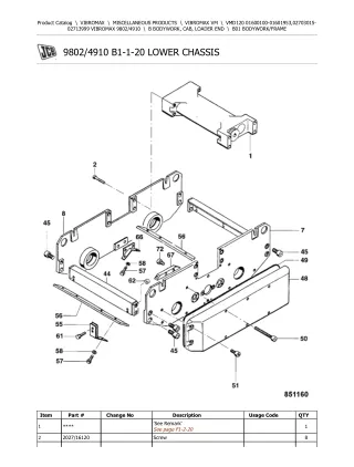 JCB VMD120 VIBROMAX Parts Catalogue Manual (Serial Number 02703015-02713999)
