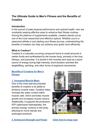 The Ultimate Guide to Men's Fitness and the Benefits of Creatine
