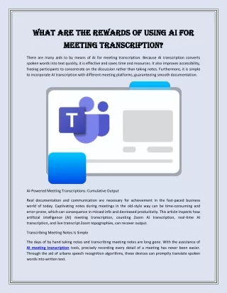 What Are the Rewards of Using AI for Meeting Transcription
