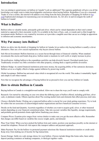 The final word Guidebook to purchasing Bullion in Canada