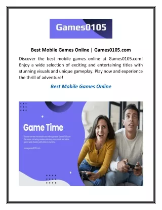Best Mobile Games Online  Games0105.com