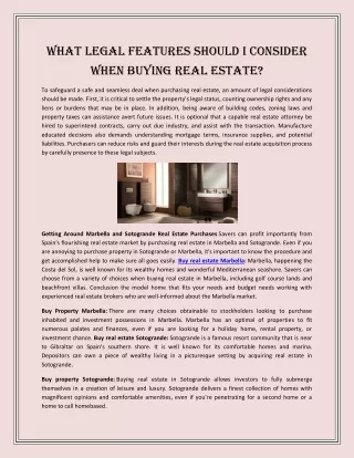 What Legal Features Should I Consider When Buying Real Estate