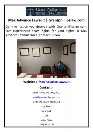 Max Advance Lawsuit | Grantphillipslaw.com