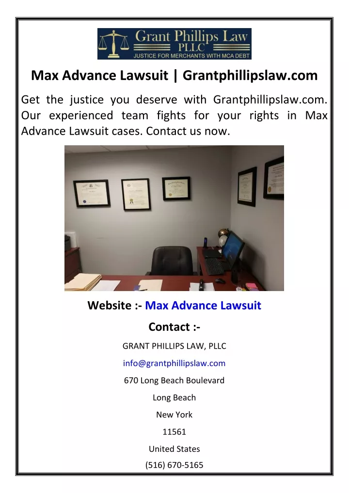 max advance lawsuit grantphillipslaw com