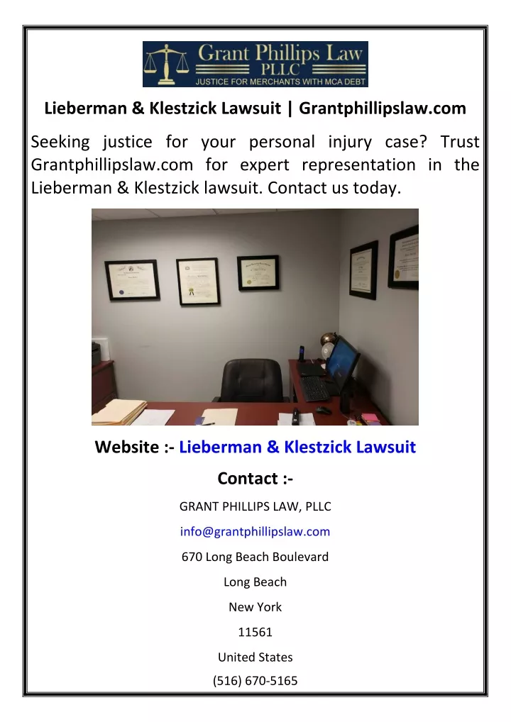 lieberman klestzick lawsuit grantphillipslaw com