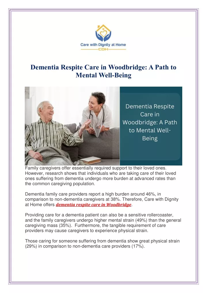 dementia respite care in woodbridge a path