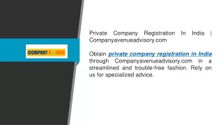 Private Company Registration In India  Companyavenueadvisory.com