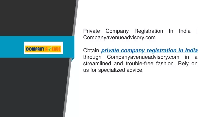 private company registration in india