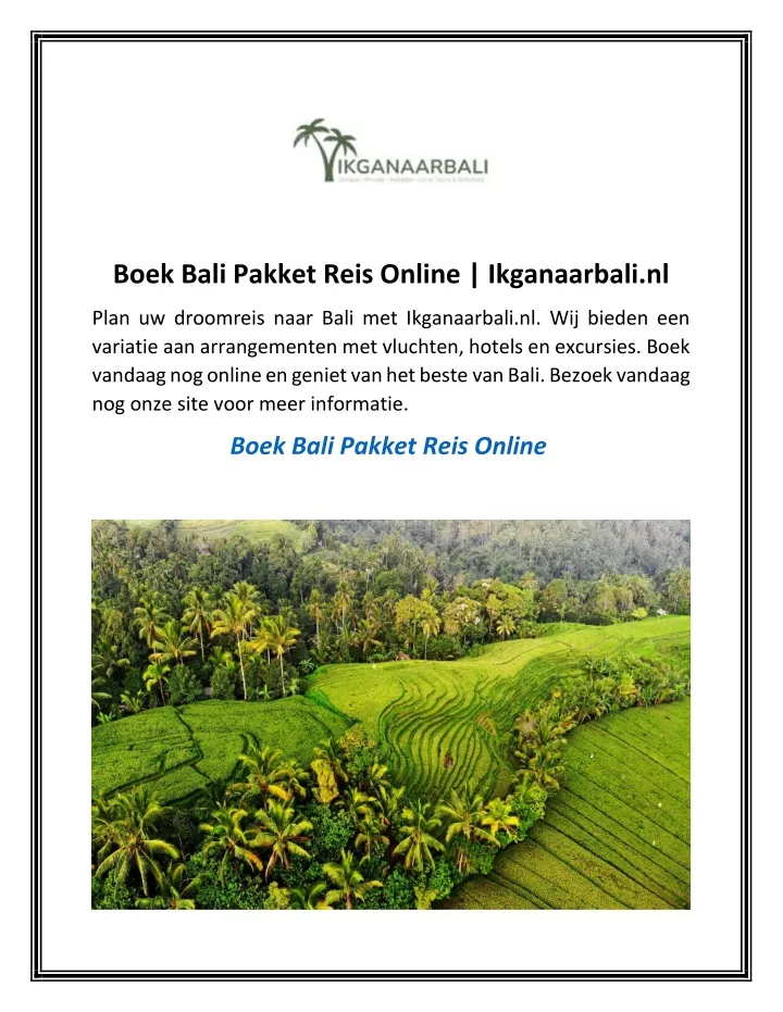 boek bali pakket reis online ikganaarbali nl