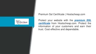 Premium Ssl Certificate  Hostscheap.com