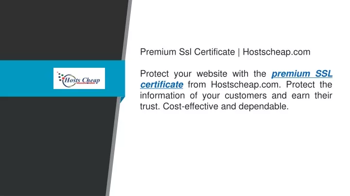 premium ssl certificate hostscheap com protect