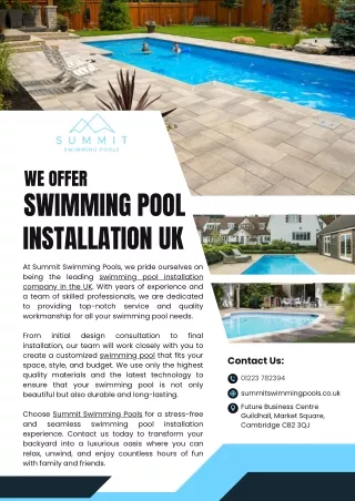 Swimming Pool Installation UK