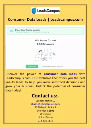 Consumer Data Leads  Leadscampus.com