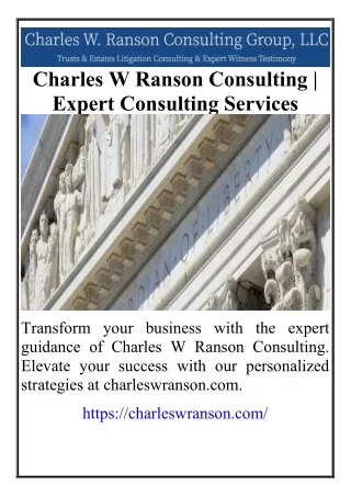 Charles W Ranson Consulting  Expert Consulting Services