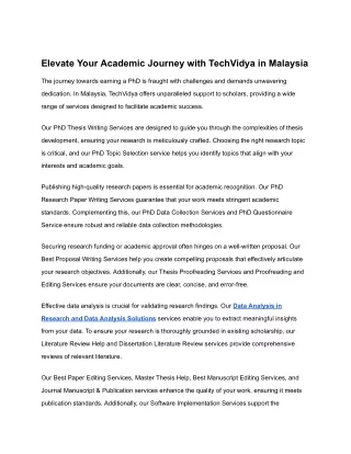 Elevate Your Academic Journey with TechVidya in Malaysia