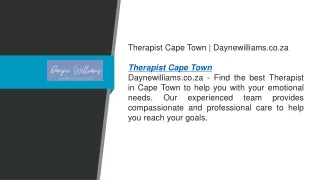 Therapist Cape Town  Daynewilliams.co.za