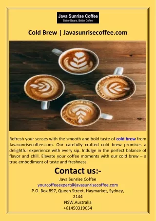 Cold Brew  Javasunrisecoffee.com