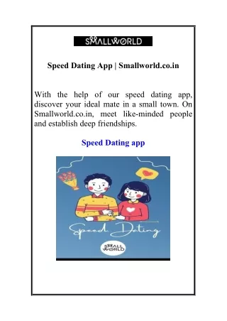 Speed Dating App | Smallworld.co.in