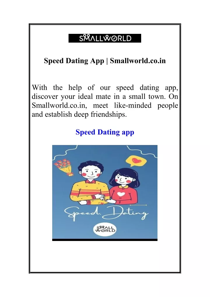 speed dating app smallworld co in