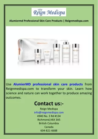 Alumiermd Professional Skin Care Products  Reignmedispa.com