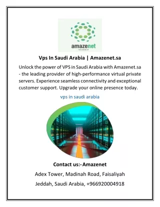 Vps In Saudi Arabia Amazenet.sa